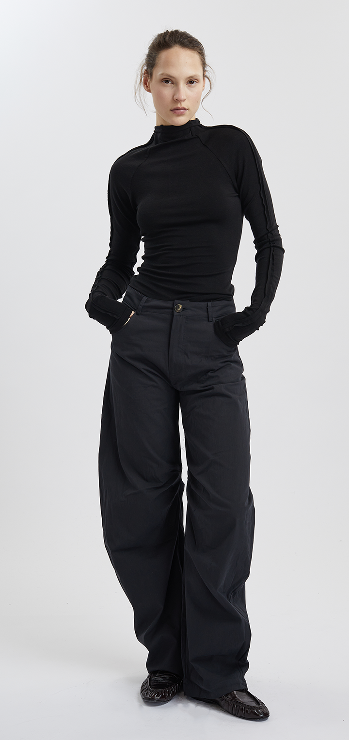 Papper Turtleneck long sleeves shirt - Black