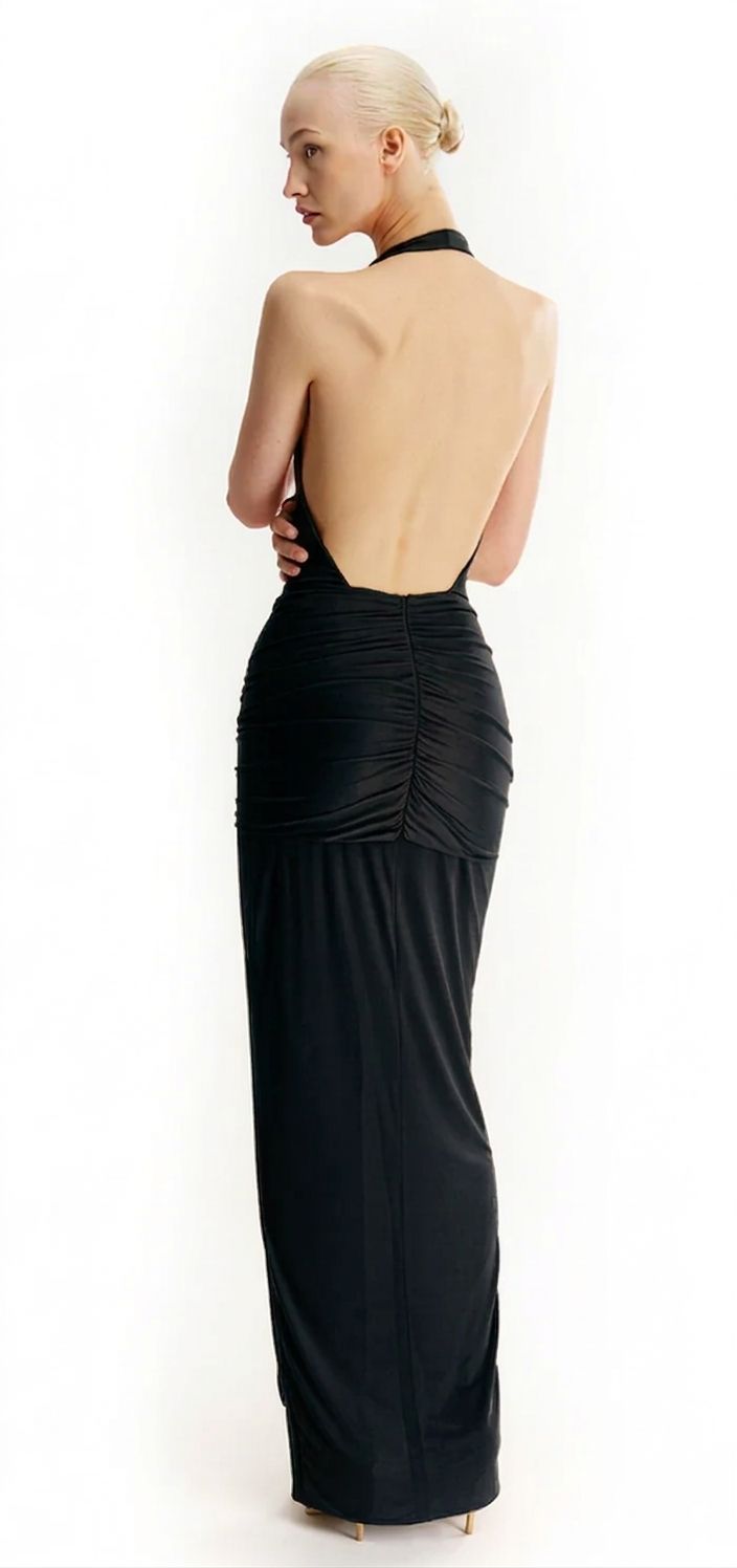 Inaya collar maxi dress- Black