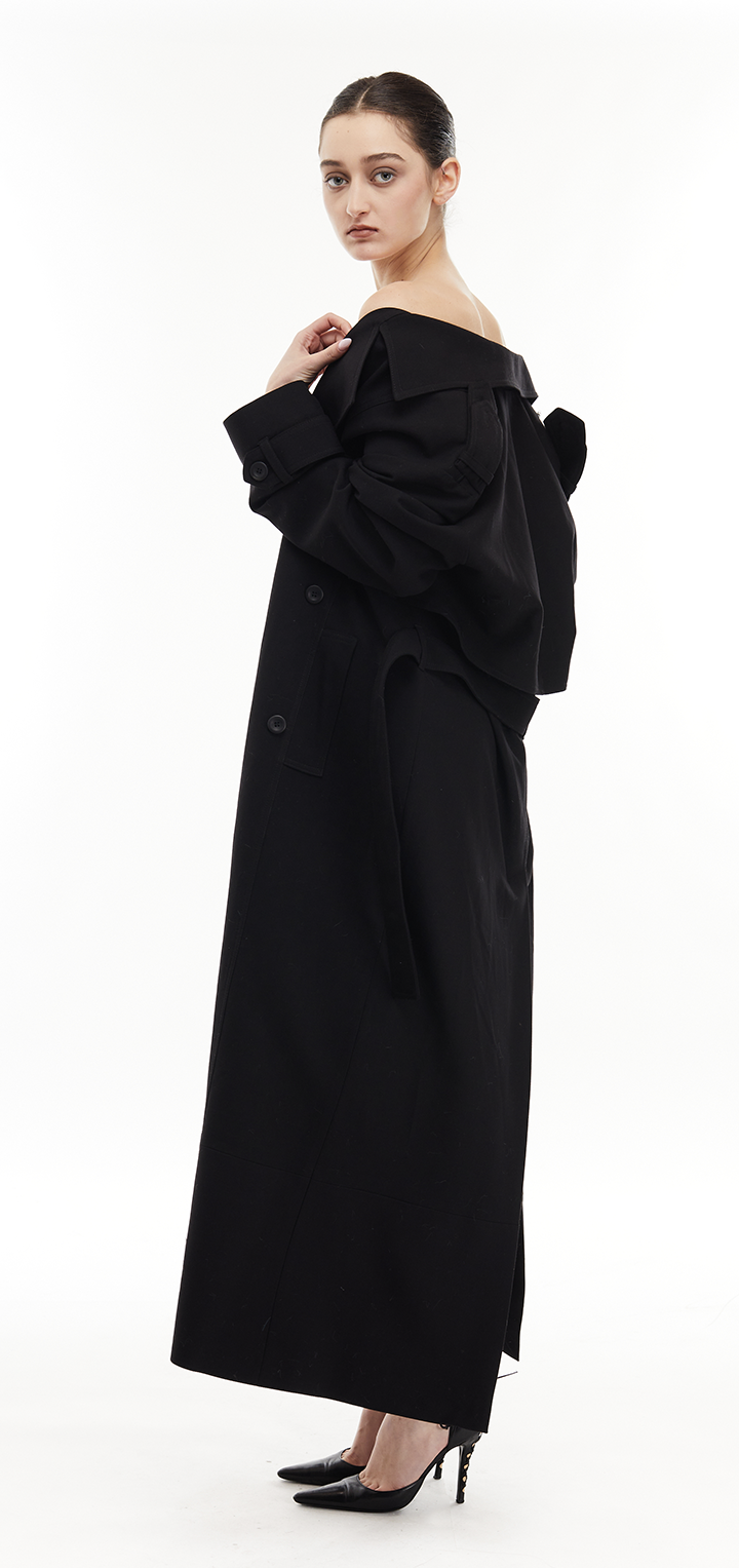 Brooklyn long trench coat- Black