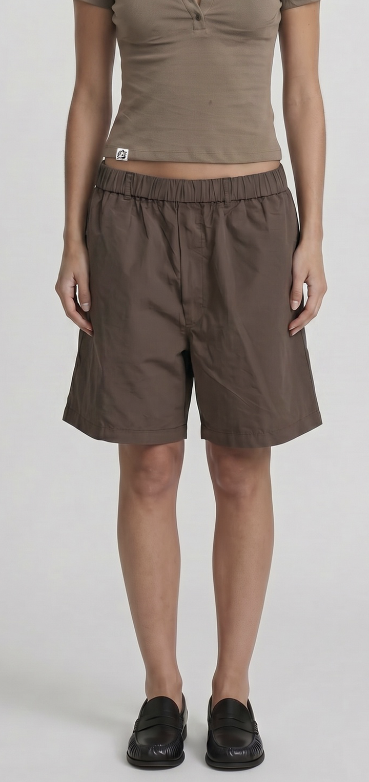 Elastic waist Bermuda- Brown
