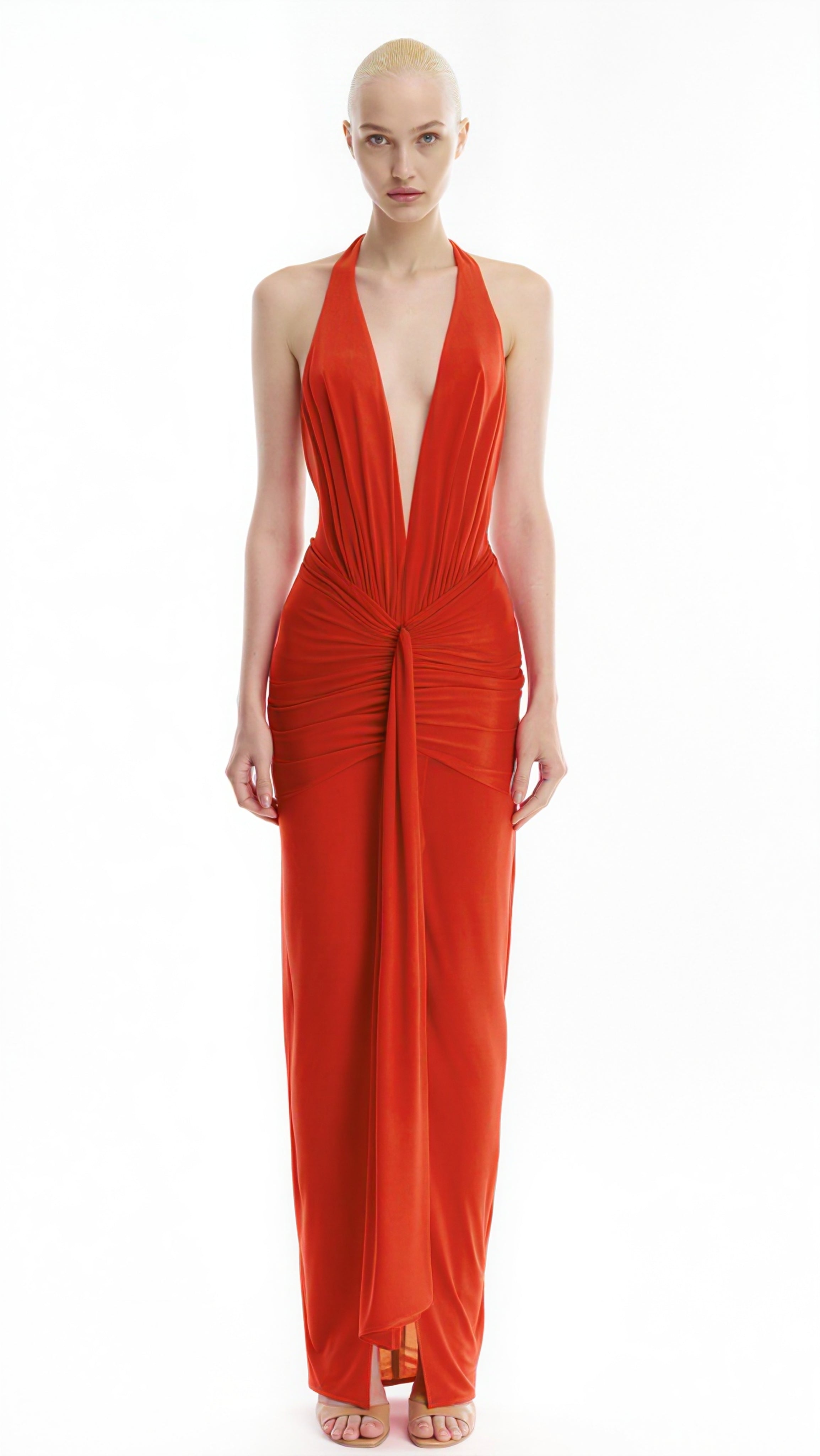 Inaya collar maxi dress- Orange