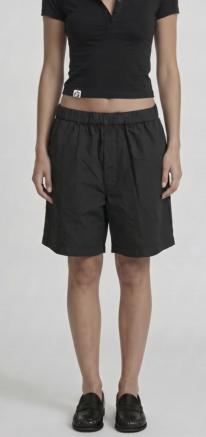 Polo Button light T shirt- Black