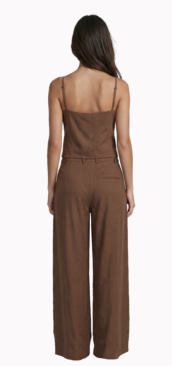 Mabel Linen Top - Brown
