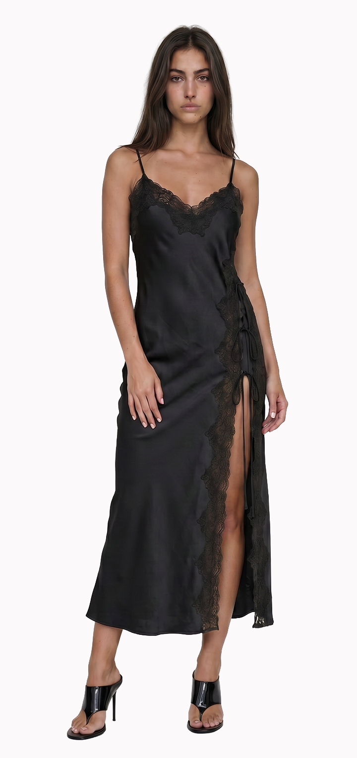 Mabel Linen Dress - Black