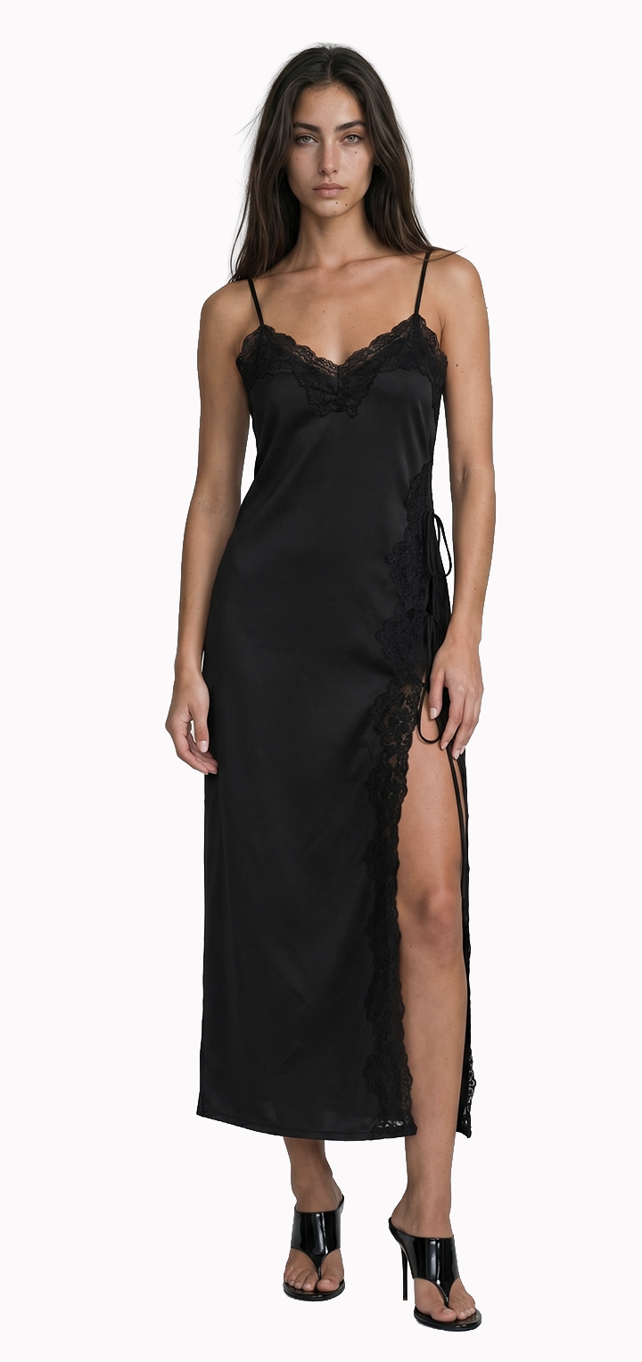 Mabel Linen Dress - Black
