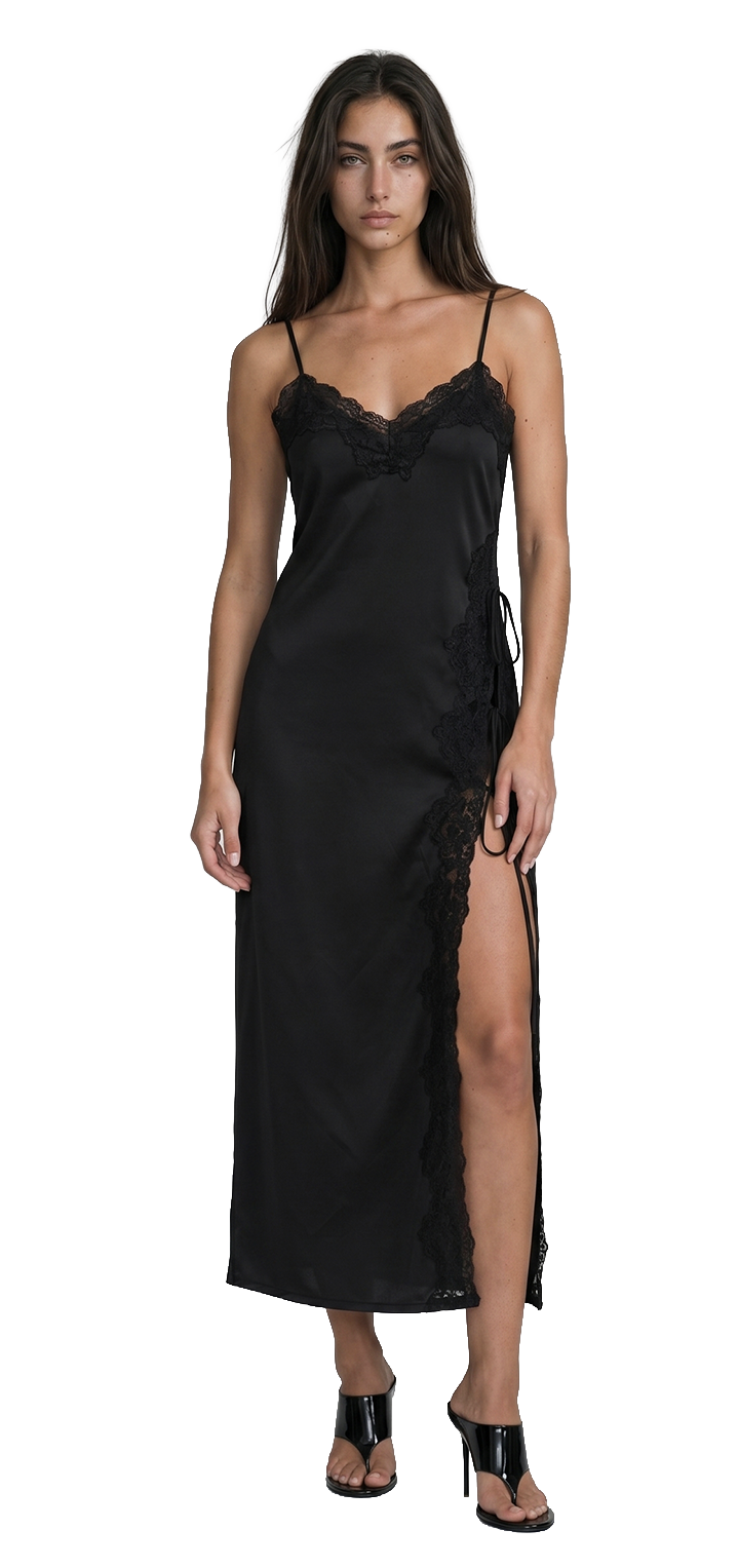 Mabel Linen Dress - Black