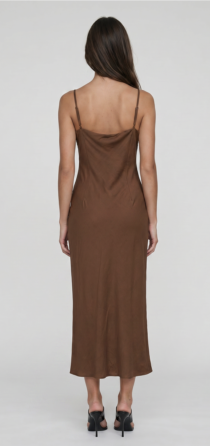 Mabel Linen Dress - Brown