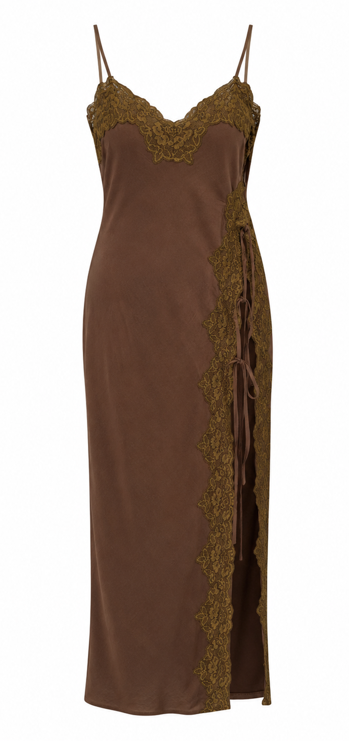 Mabel Linen Dress - Brown