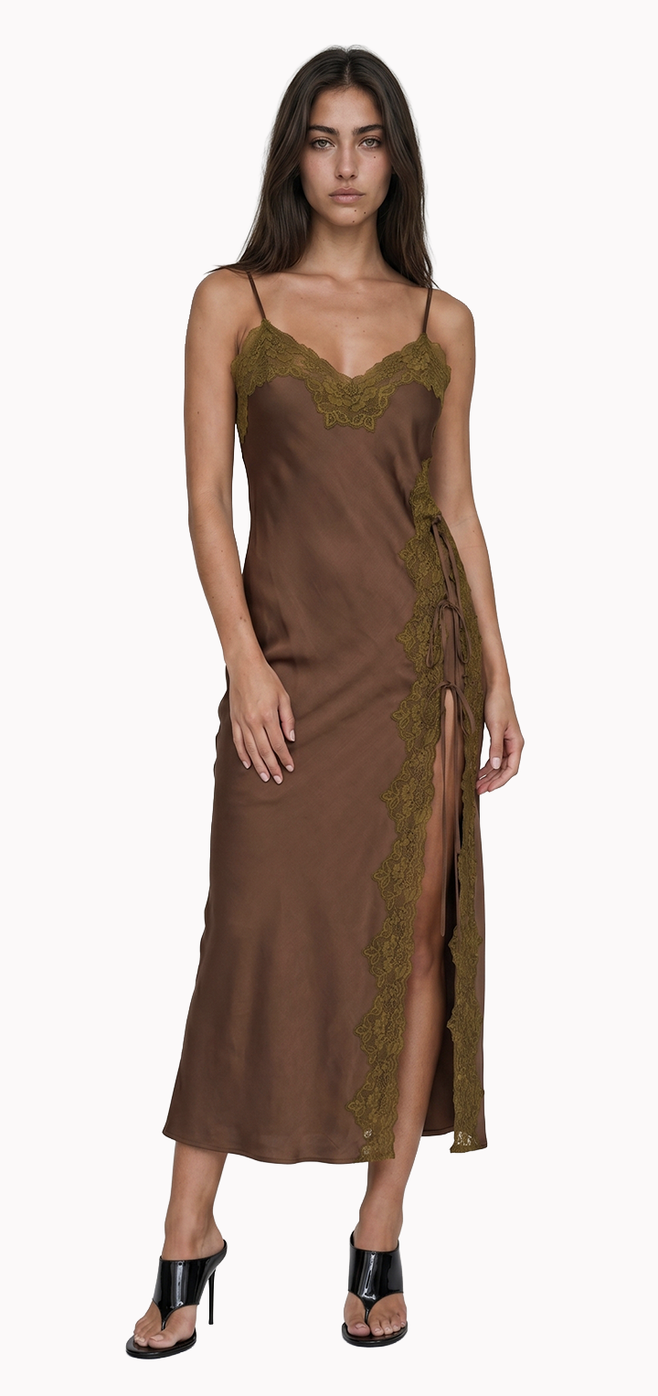 Mabel Linen Dress - Brown