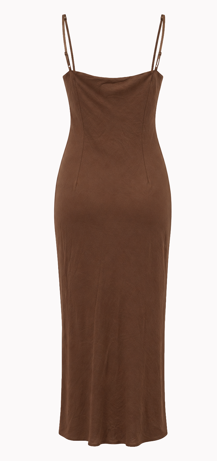 Mabel Linen Dress - Brown
