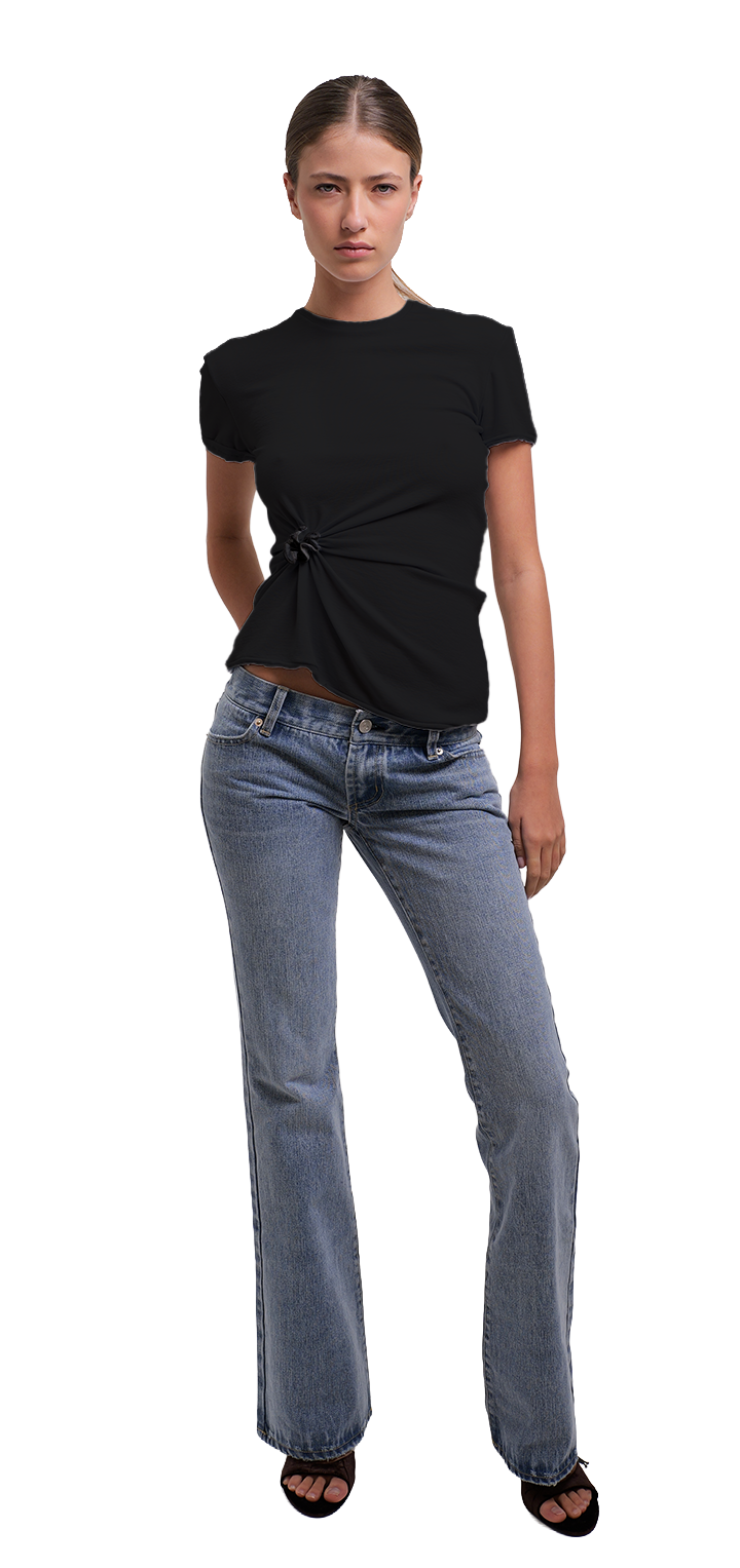 Papper ripple T shirt- Black