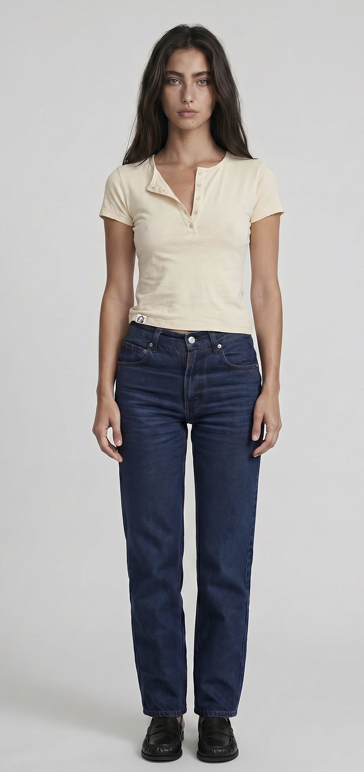 Polo Button light T shirt- Beige