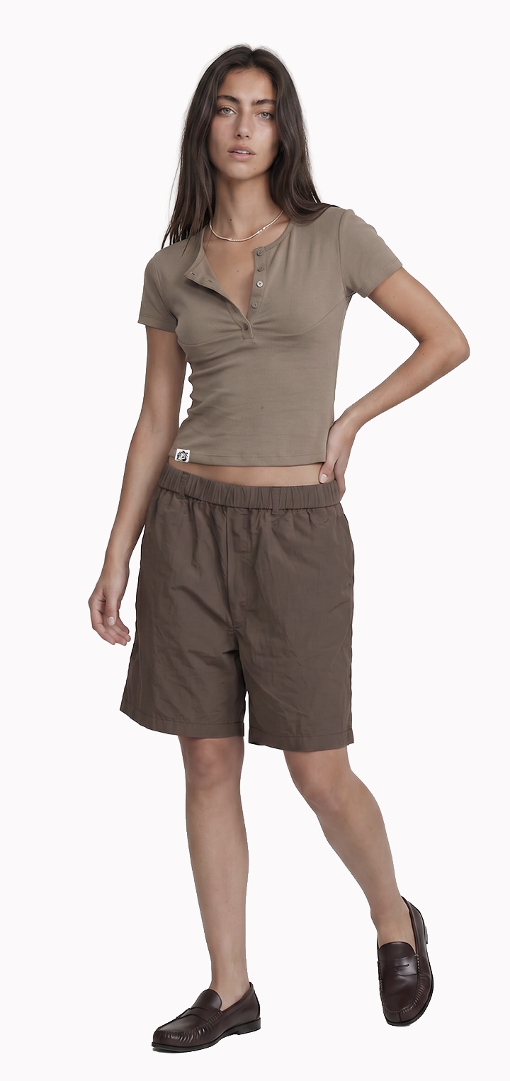 Polo Button light T shirt- Brown