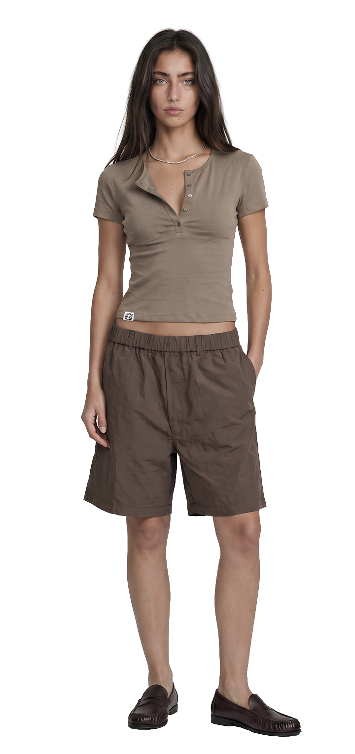 Polo Button light T shirt- Brown