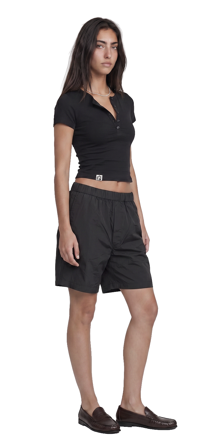 Polo Button light T shirt- Black