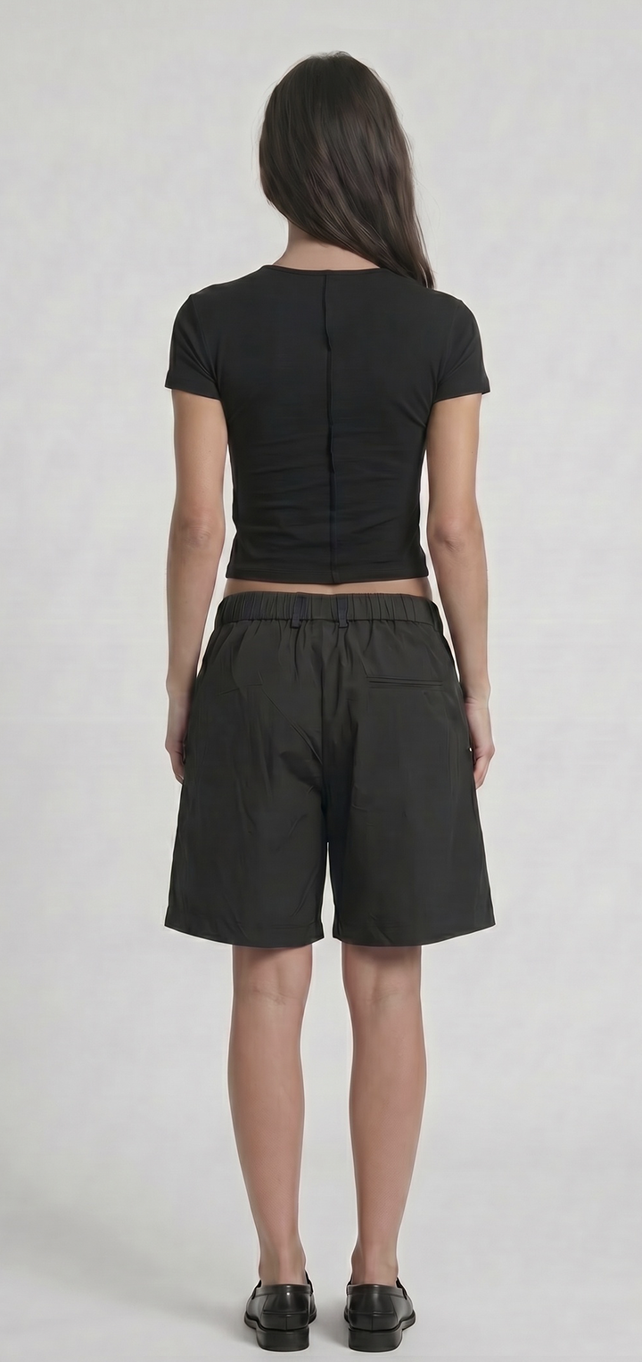 Polo Button light T shirt- Black