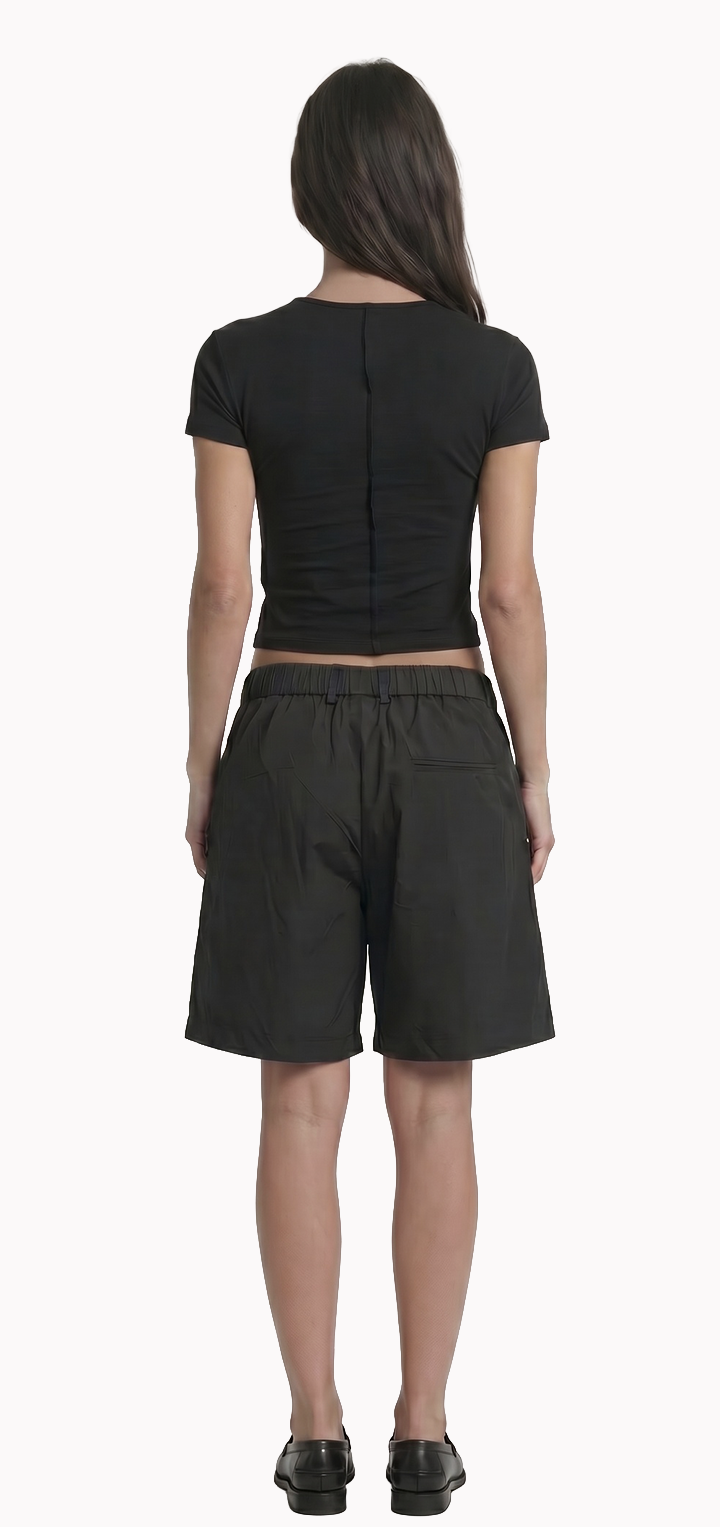 Elastic waist Bermuda- Black