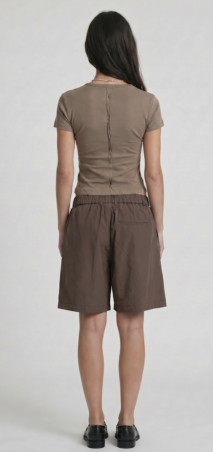 Polo Button light T shirt- Brown