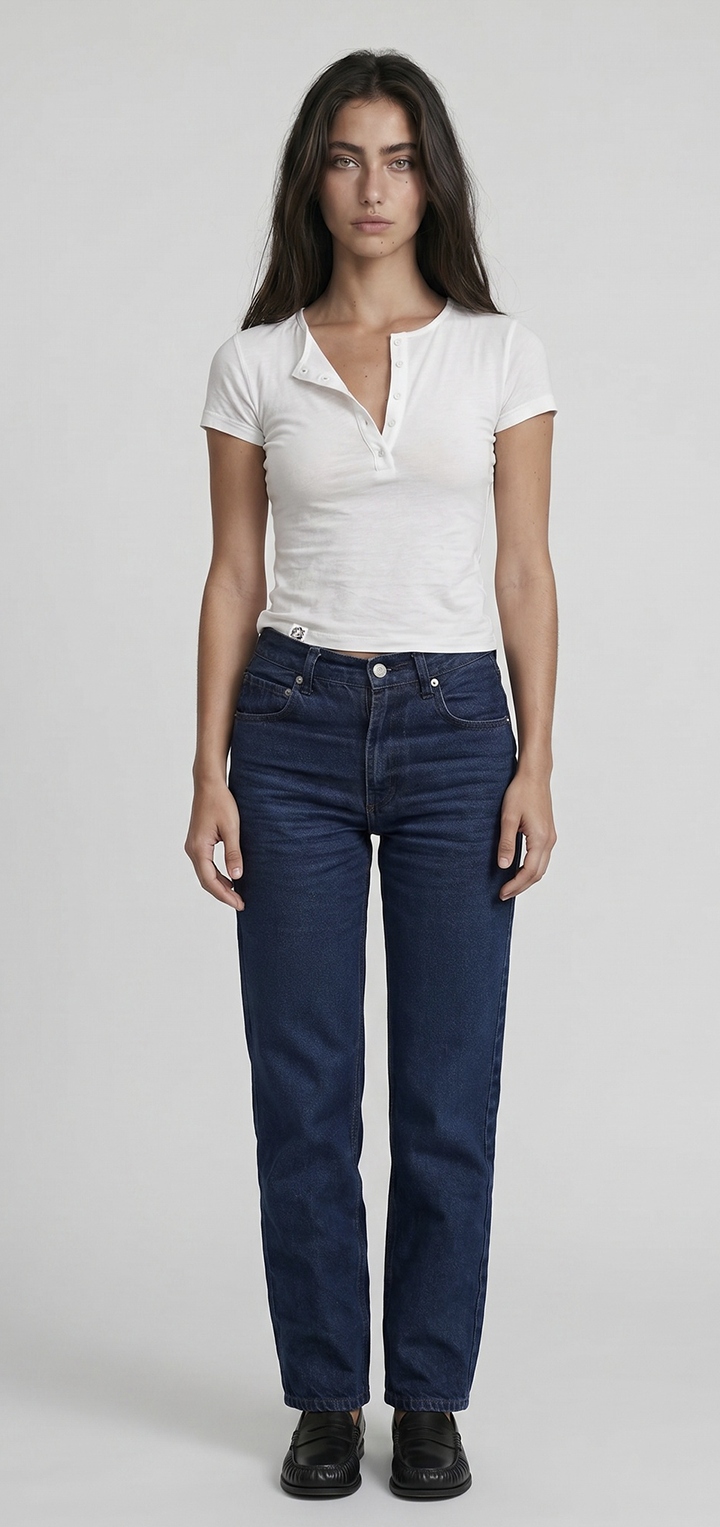 Polo Button light T shirt- White