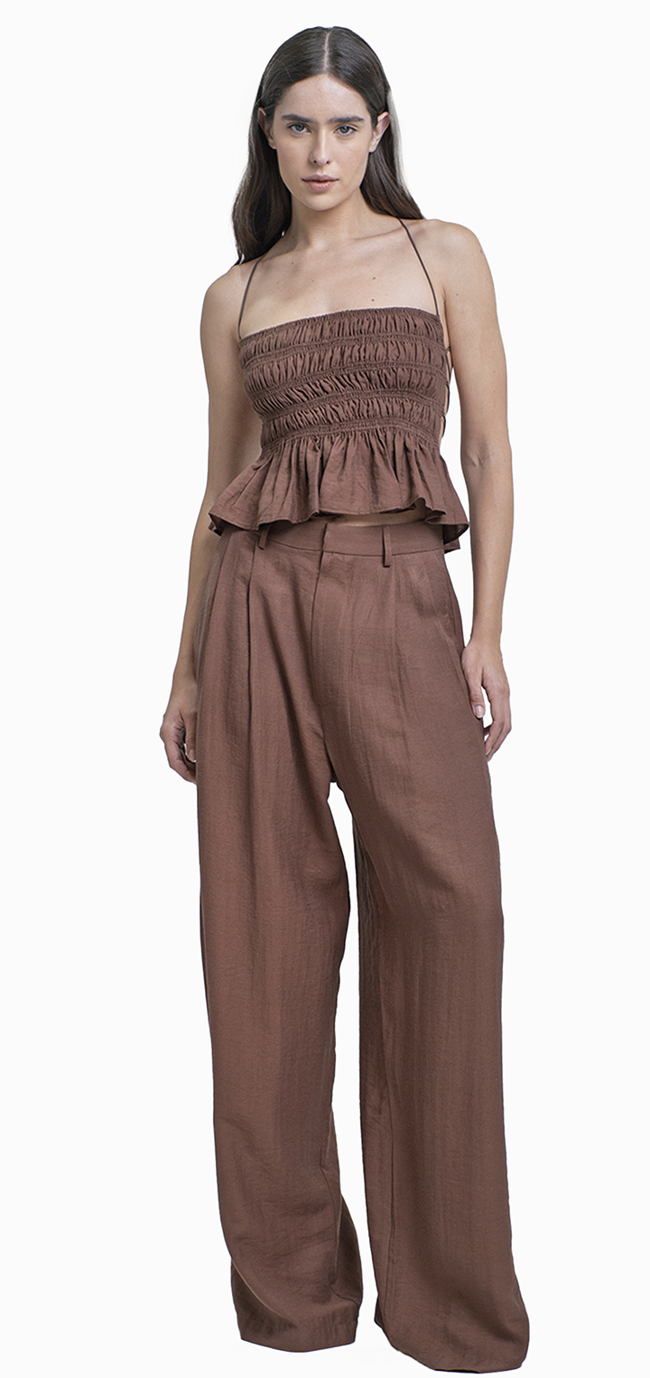 Hedi mid waist tailored pants - Brown