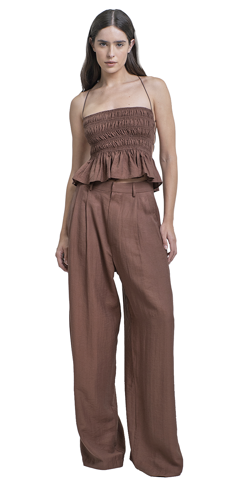 Hedi mid waist tailored pants - Brown