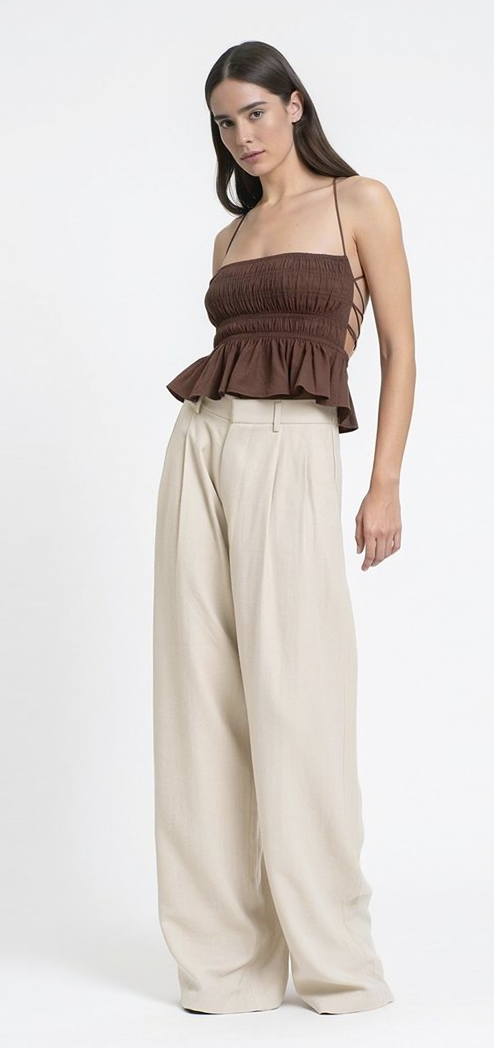 Hedi mid waist tailored pants - Beige