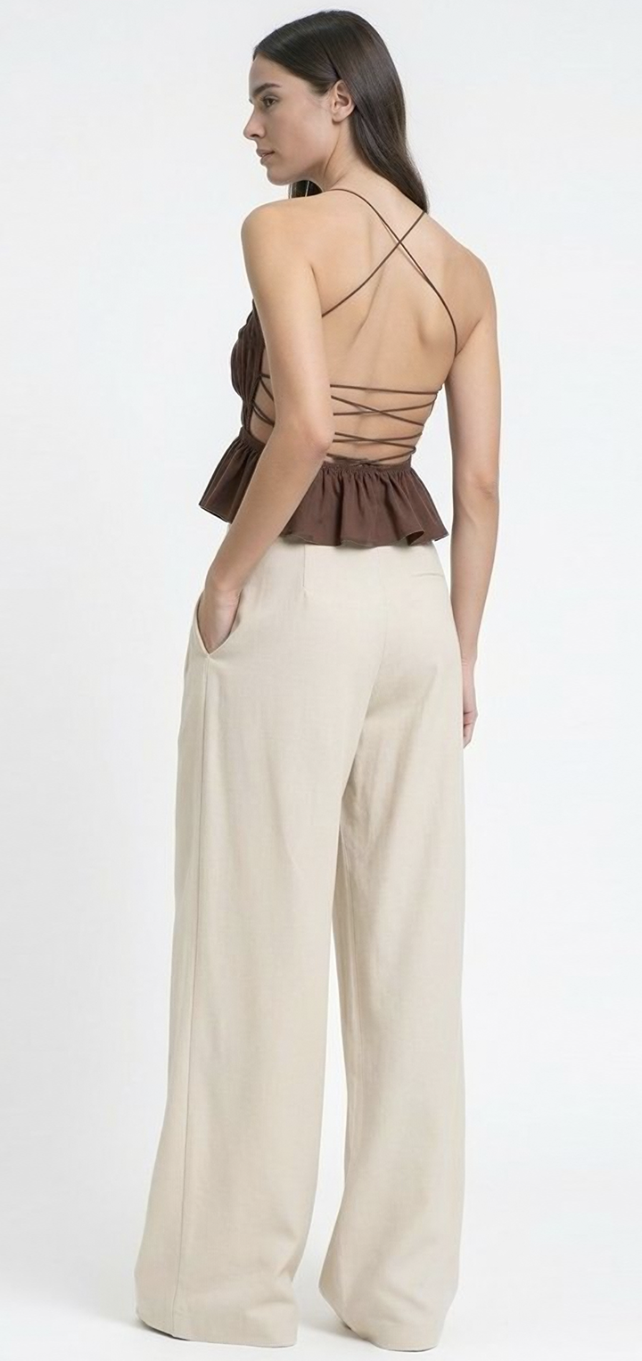 Hedi mid waist tailored pants - Beige