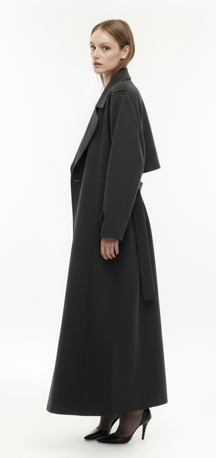 Brooklyn long trench coat- Grey